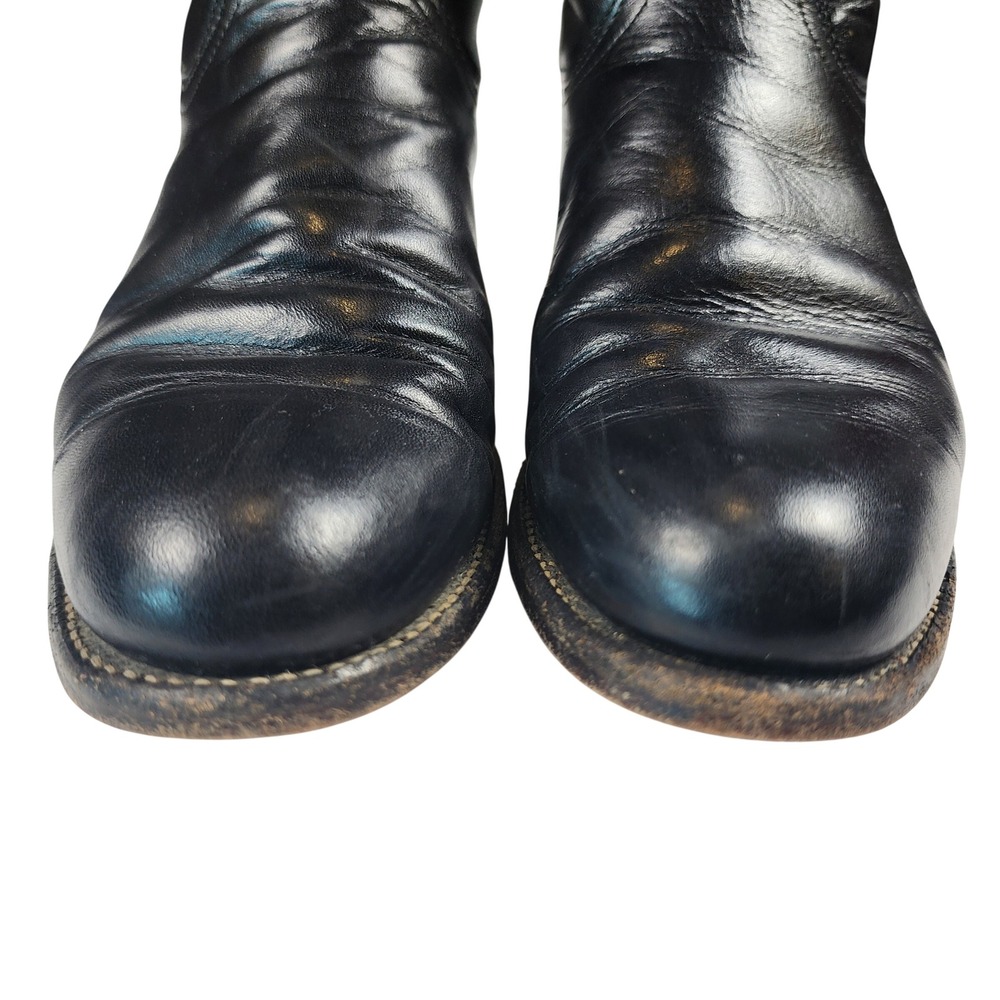 Justin Ropers Black Leather Boots Womens 6.5B Cowboy Western Rodeo USA Vintage - Picture 13 of 14